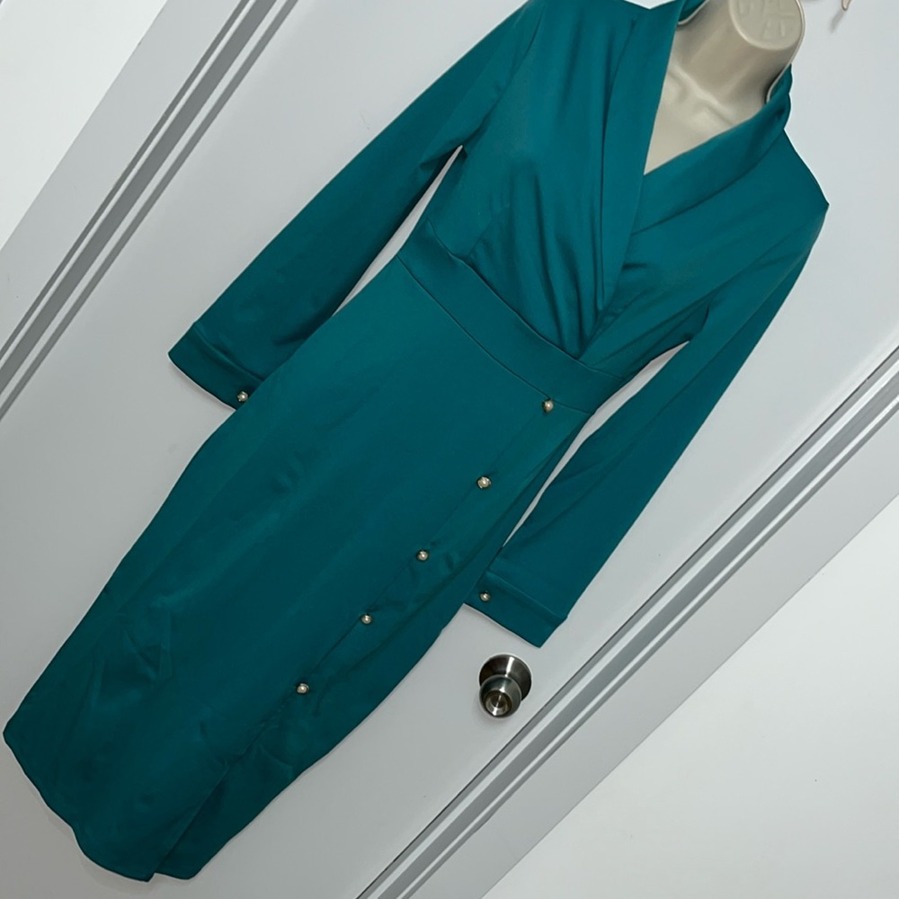 Turquoise blouse suits dress